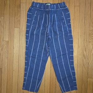 Women's Anthropologie Striped Linen Pants Blue White Size Small EUC
